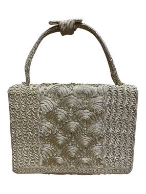 Walborg Womens Vintage Handmade Gold Textured Small Evening Bag